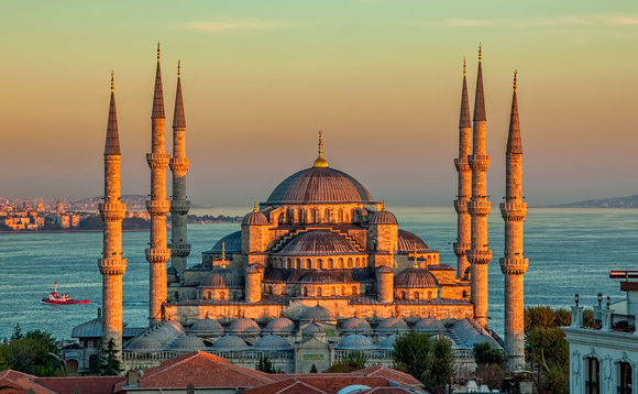 Blue Mosque in Istanbul Turkey at sunset