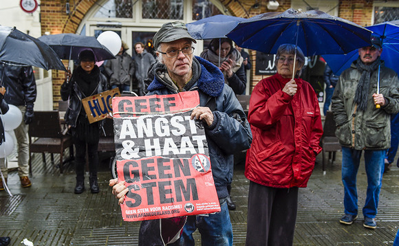 An anti-Wilders sign a week before the Dutch elections