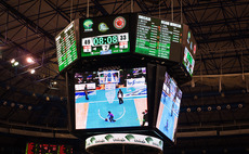 Scoreboards and hanging signage for sports arenas