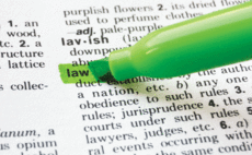 The word law highlighted in a dictionary