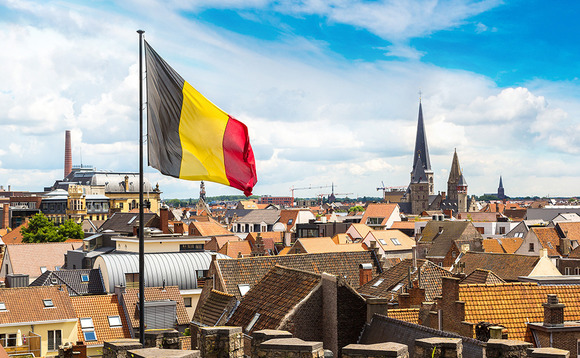 Belgian flag flying in Gent