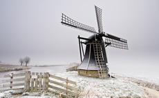 Frozen windmill in the Netherlands