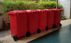 Red wheelie bins