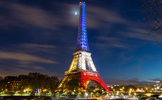 The Eiffel tower lit up in the colours of the French flag in honour of victims of the November 2015 terrorist attack
