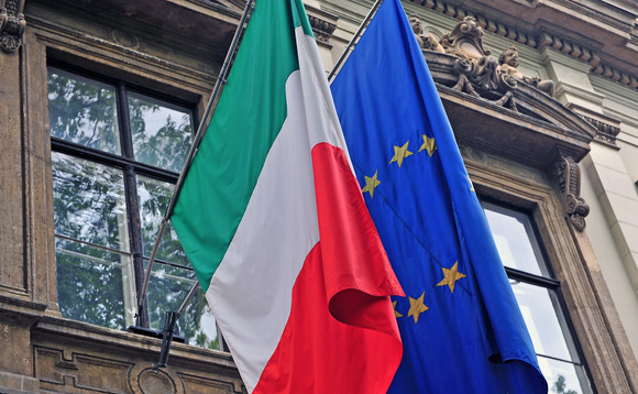 Italian and European flags Italian and European flags