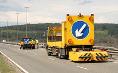 Roadworks signs and lighting